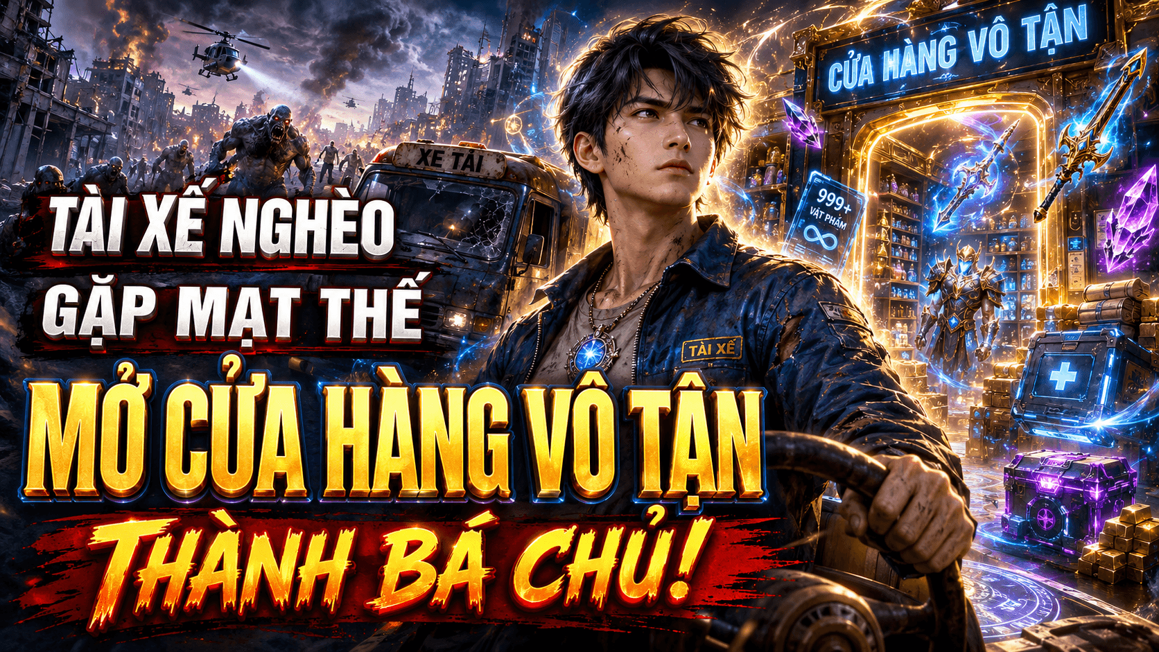 Bìa truyện Tài Xế Nghèo Gặp Mạt Thế, Ai Ngờ Mở Cửa Hàng Vô Tận Thành Bá Chủ