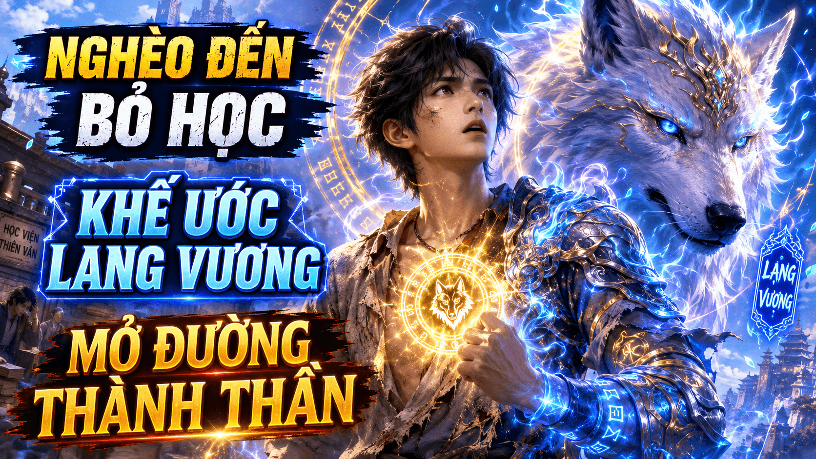 Bìa truyện Nghèo Đến Bỏ Học, Ai Ngờ Khế Ước Lang Vương Mở Đường Thành Thần